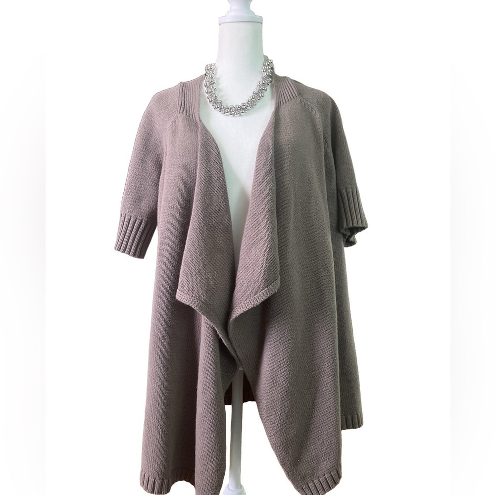 Active Seller! Ann Taylor Taupe/Beige Short Sleeved Cardigan Large